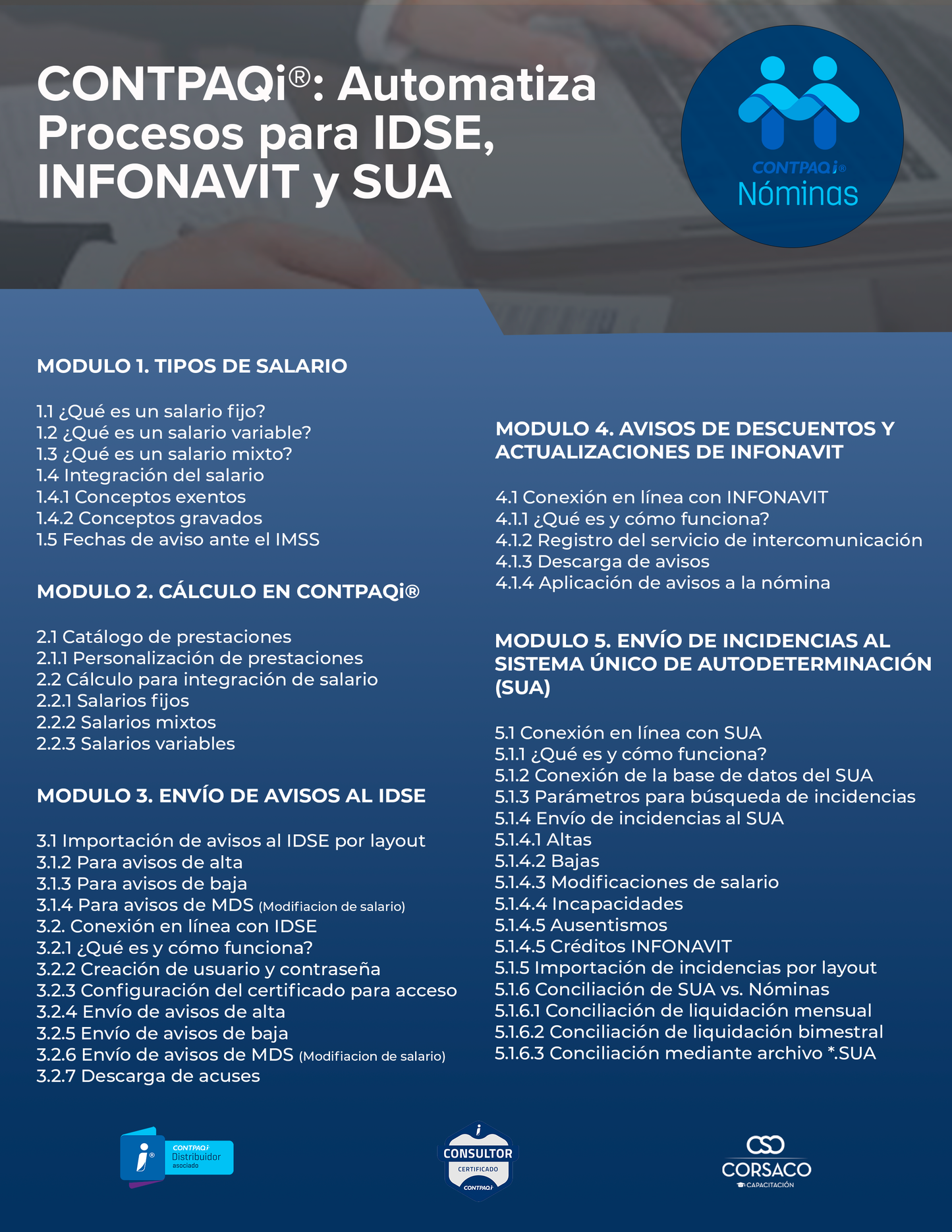 Curso CONTPAQi® Nóminas – Automatización de Procesos para IDSE, INFONAVIT y SUA